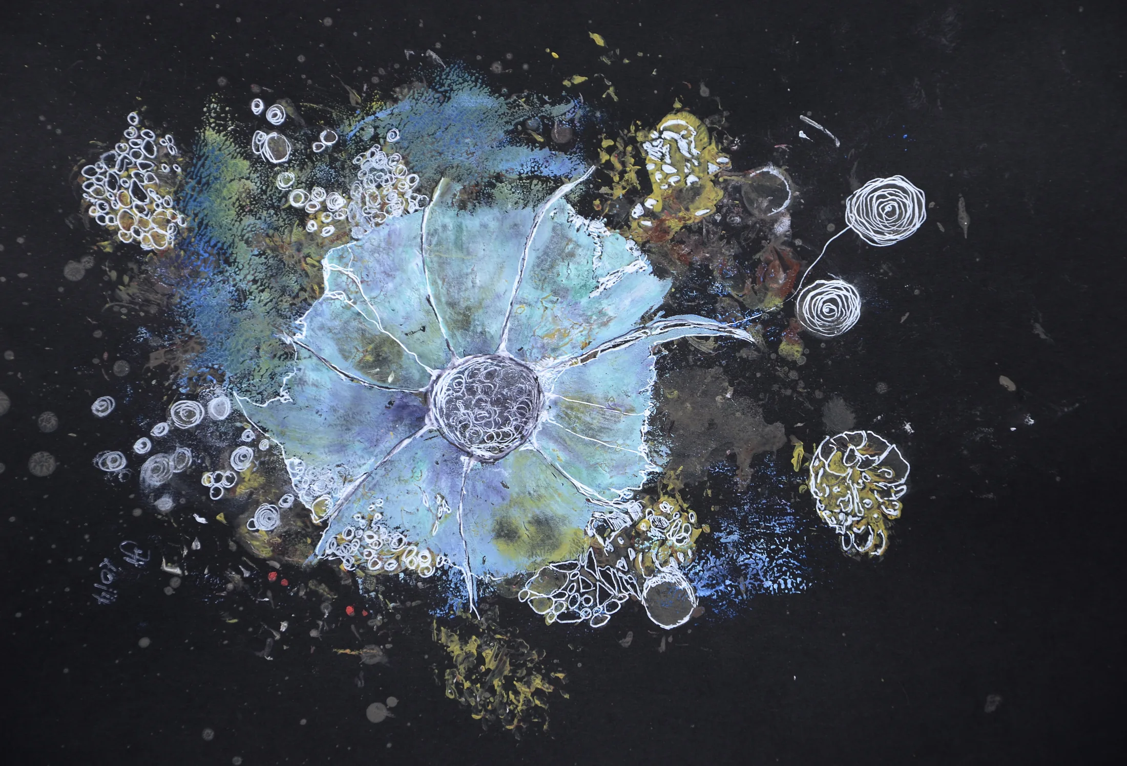 die_blaue_blüte,_acryl,tusche_auf_papier,din_a_4,2015